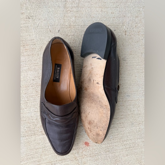 BALLY Brown Plume Penny Strap Loafers, Size 8.5D